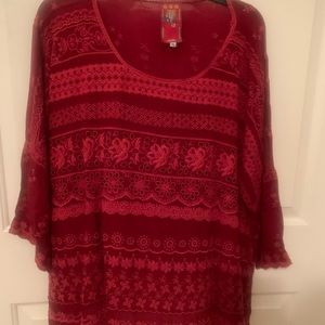 Johnny Was tunic XL red color
